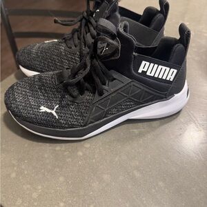 PUMA SoftRide Black and White Shoes
